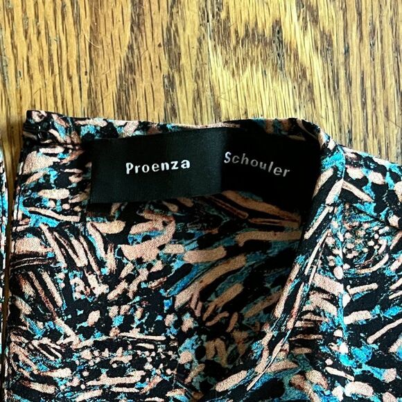 Proenza Schouler 100% Silk Multicolor Print Sleeveless Top Blouse Women's Size 4 - Picture 4 of 9